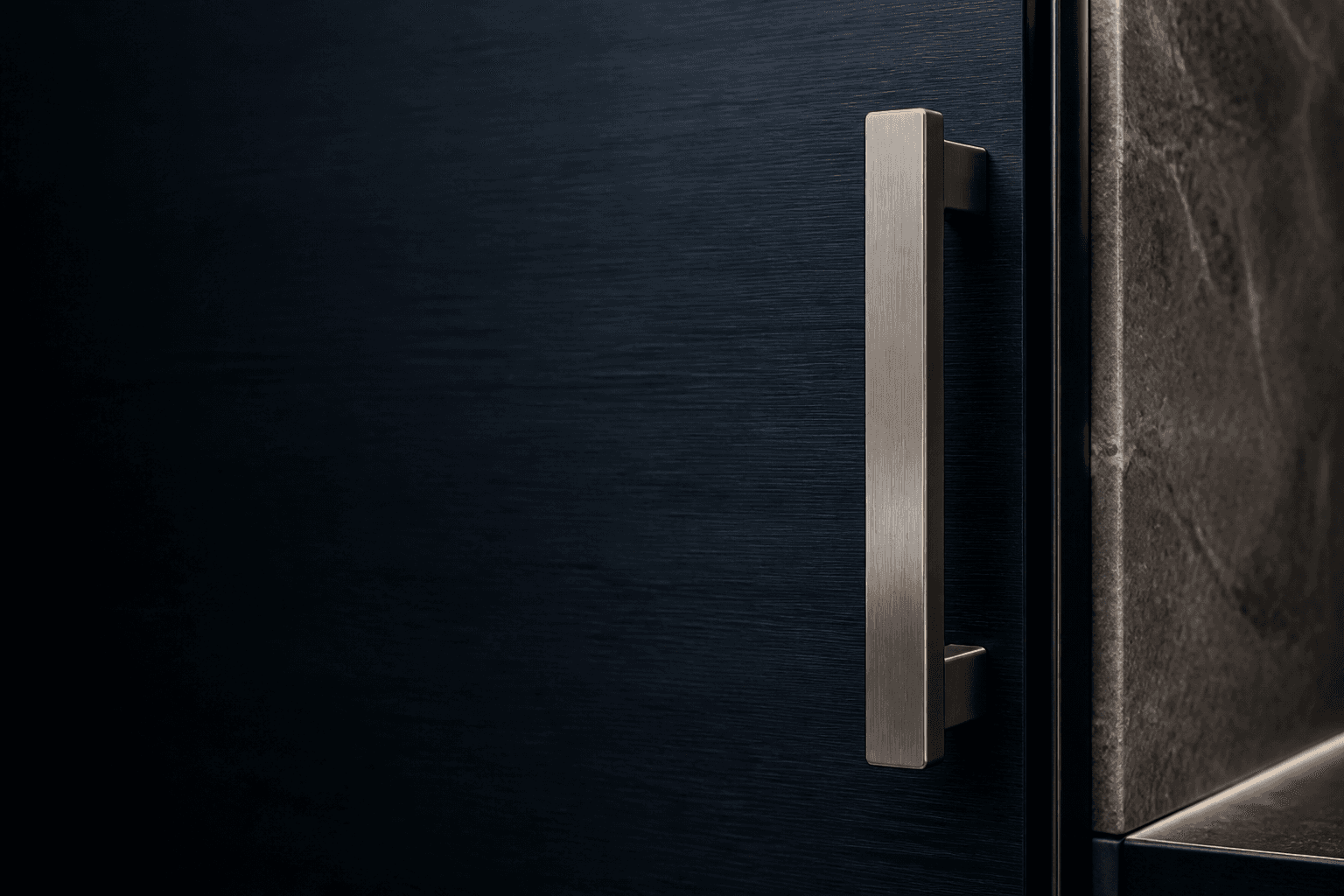 Premium brushed metal hardware detail