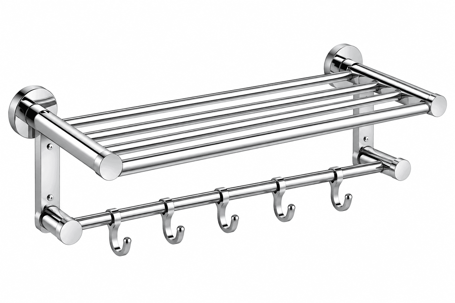 304 Grade Stainless Steel Dual Folding Towel Hanger - Chrome, 24 Inch